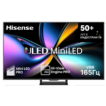 Телевизор 75" HISENSE 75U7Q PRO MiniLED, VIDAA, 4K Ultra HD, 120 Гц, Голосовой пульт, HDMI х4, USB х2, чёрный