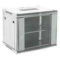 Настенный шкаф 19" 6U 600×450×368 (ШxГxВ),  передняя дверь стекло, металлическая задняя стенка, серый, Rexant (04-0664-111)