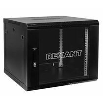 Настенный шкаф 19" 6U 550×400×368 (ШxГxВ),  передняя дверь стекло, металлическая задняя стенка, черный, Rexant (04-0654-112)