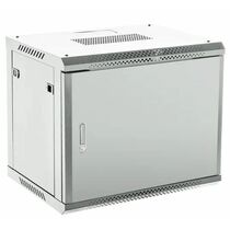 Настенный шкаф 19" 9U 600×600×501 (ШxГxВ),  передняя дверь металл, металлическая задняя стенка, серый, Rexant (04-0966-121)