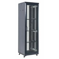 Напольный шкаф 19" 18U 600×600×987 (ШxГxВ),  передняя дверь перфорация, металлическая задняя дверь, черный, Rexant (04-1866-232)