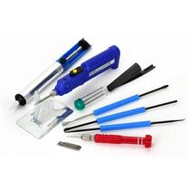 Набор для пайки №15 (паяльник 8Вт, оловоотсос, подставка, припой, отвертка, инструмент для монтажа) Rexant (12-0167)