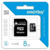 Карта памяти microSDHC 8GB Class4 + adapter Smartbuy (SB8GBSDCL4-01)