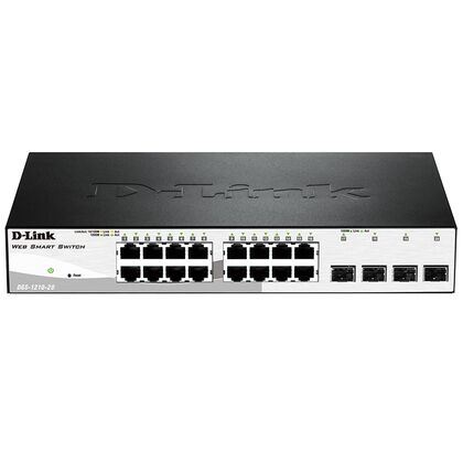 Управляемый коммутатор 16 портов WebSmart: D-Link DGS-1210-20 (16x10/ 100/ 1000Base-T, 4x 1000Base-X SFP)