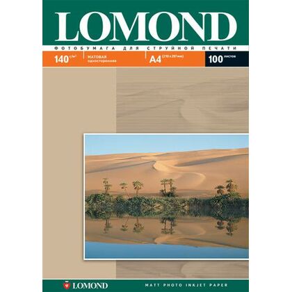 Фотобумага Lomond Матовая, Односторонняя, A4 (210x297мм), 140г/ м2, 100л, (0102074)