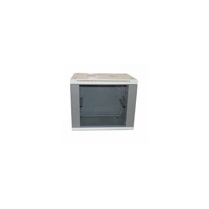 Шкаф настенный 19" 09U, Ш600*В465*Г450, передняя дверь - стекло, серый (ШТН-9U)
