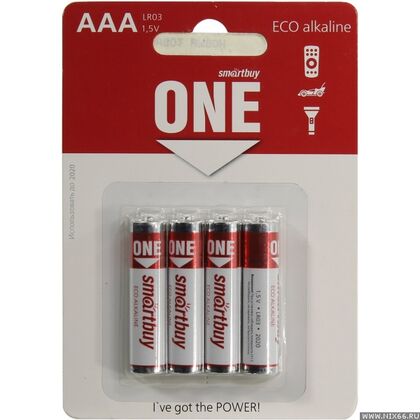 Батарейка Smartbuy LR03, AAA, щелочная, блистер 4шт, (SOBA-3A04B-Eco) цена за упаковку