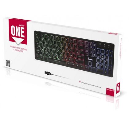 Клавиатура Smartbuy 305U, проводная, USB, с подсветкой, черный (SBK-305U-K)