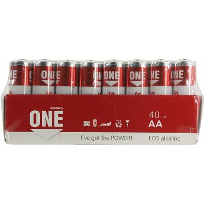 Батарейка Smartbuy LR06, AA, щелочная, спайка 40шт, (SOBA-2A40S-Eco) цена за упаковку