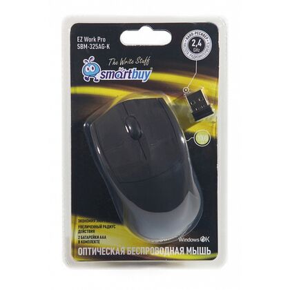 Мышь Smartbuy 325AG оптическая, беспроводная, Радио USB, черный (SBM-325AG-K)