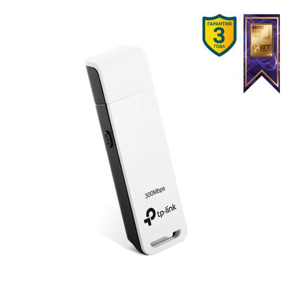 Адаптер Wi-Fi: TP-Link TL-WN821N (USB 2.0, 2,4 ГГц до 300 Мбит/ с)