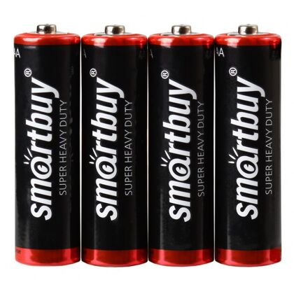 Батарейка Smartbuy R6, AA, солевая, спайка 4шт, (SBBZ-2A04S) цена за упаковку