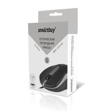 Мышь Smartbuy 329 оптическая, проводная, USB, черный/ серый (SBM-329-KG)