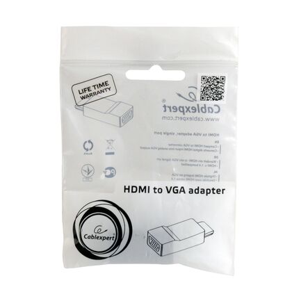 Переходник HDMI - VGA Gembird/ Cablexpert v1.4 , черный (A-HDMI-VGA-02) пакет.