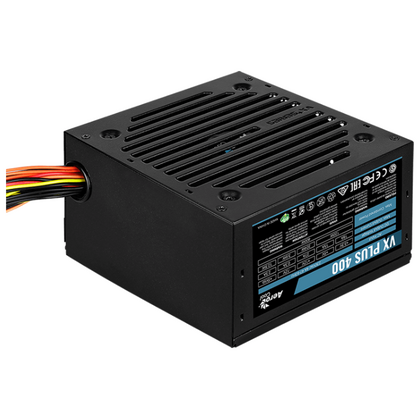 Блок питания 400 Вт AeroCool VX Plus 400W (20+4 pin,1*6+2pin, 2*Molex, 2*Sata, 120 мм)