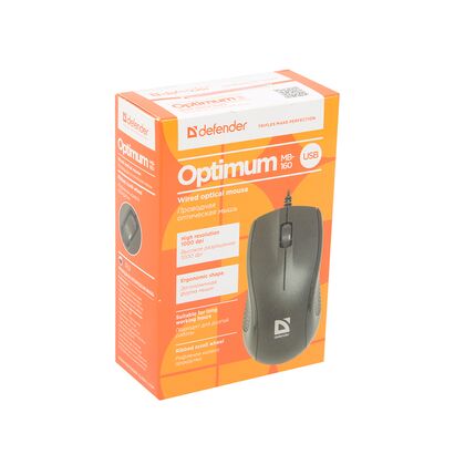 Мышь Defender Optimum MB-160 проводная, черный, USB,  оптическая (52160)