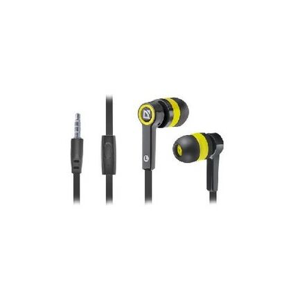 Наушники-вкладыши Defender Pulse-420 с микрофоном, mini jack 3.5 mm, черный/ желтый (63421)