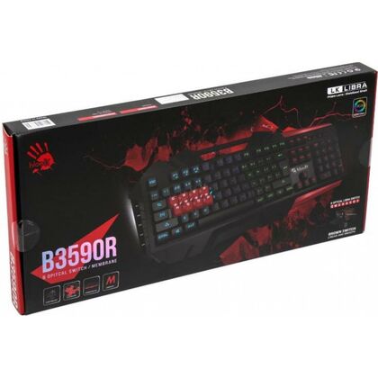 Клавиатура A4Tech Bloody B3590R, проводная, игровая, USB, с подсветкой, черный/ красный (B3590R)