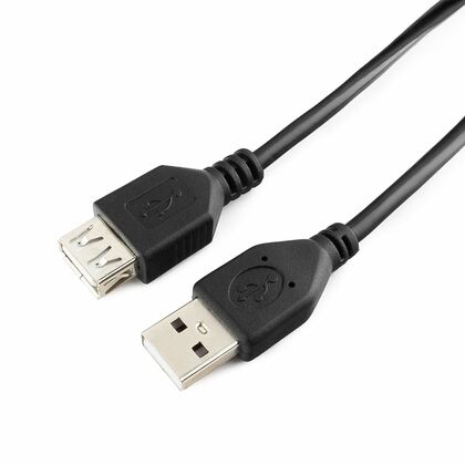 Кабель удлинитель USB 2.0 3м, Gembird/ Cablexpert экранированный, позолоченные контакты, черный (CCP-USB2-AMAF-10) пакет.