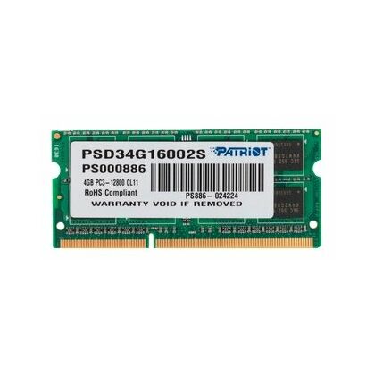 Модуль памяти SO-DIMM DDR3-1600МГц 4Гб  Patriot Memory CL11 1.5 В (PSD34G16002S)