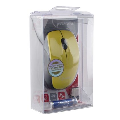 Мышь Gembird MUSW-360-LM беспроводная, желтый, Радио USB,  оптическая (MUSW-360-LM)
