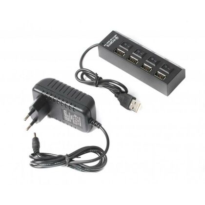 Хаб USB  Gembird UHB-U2P4-02 с подсветкой и выключателем, 4 порта, блистер + питание