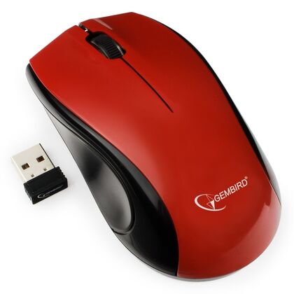 Мышь Gembird MUSW-320-R оптическая, беспроводная, Радио USB, красный (MUSW-320-R)