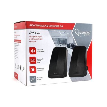 Акустическая система Gembird 2.0 SPK-505 10W, mini Jack 3.5 мм, черный (SPK-505)