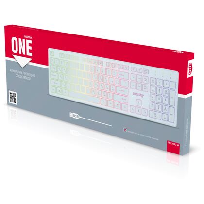 Клавиатура Smartbuy ONE 305U, проводная, мультимедийная, USB, с подсветкой, белый (SBK-305U-W)