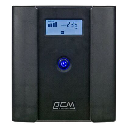 ИБП PowerCom RPT-1025AP LCD 1025 ВА/ 615 Вт, 4*Schuko (Euro), AVR, USB, RJ45/ RJ11 ( Аккумулятор 12 V/ 7,0 Ah*1)