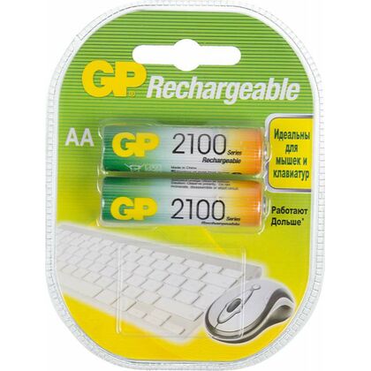 Аккумулятор GP LR6, AA, никель-металгидрид, блистер 2шт, 2100mAh, (GP 210AAHC-2DECRC2) цена за упаковку
