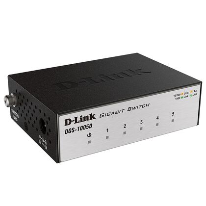 Неуправляемый коммутатор 5 портов: D-Link DGS-1005D (5 портовХ10/ 100/ 1000 Мбит/ сек) корпус - металл