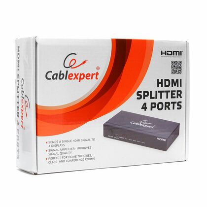 Разветвитель HDMI Cablexpert DSP-4PH4-02, HD19F/ 4x19F. 1 компютер на 4 монитора, каскадируемый 1,4V