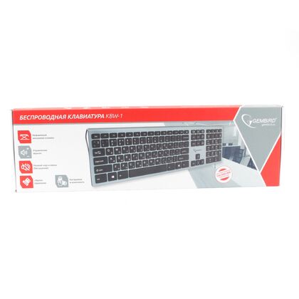 Клавиатура Gembird KB-KBW-1, беспроводная, мультимедийная, Радио(USB), серый (KBW-1)
