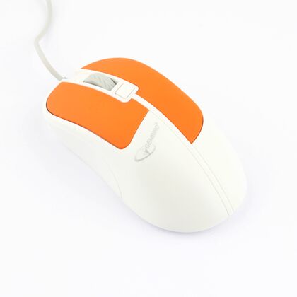 Мышь Gembird MOP-410-O оптическая, проводная, USB, офисная, soft touch, белый/ оранжевый (MOP-410-O)