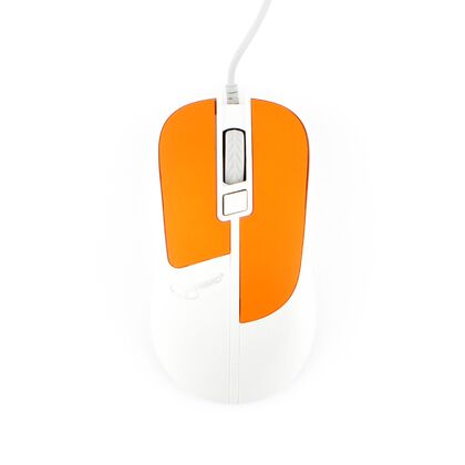 Мышь Gembird MOP-410-O оптическая, проводная, USB, офисная, soft touch, белый/ оранжевый (MOP-410-O)