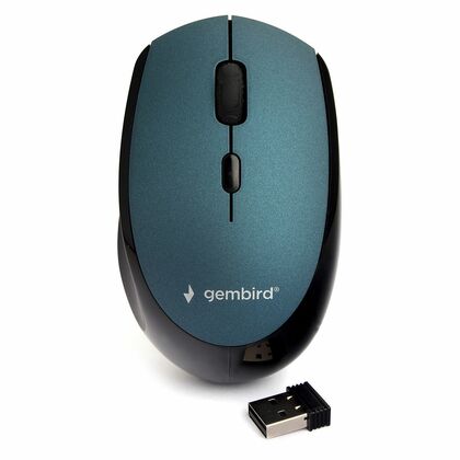 Мышь Gembird MUSW-354-B оптическая, беспроводная, Радио USB, офисная, бесшумный клик, синий (MUSW-354-B)