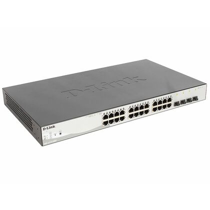 Управляемый PoE-коммутатор 24 порта: D-Link WebSmart DGS-1210-28MP (24х10/ 100/ 1000 Мбит/ с,4х100/ 1000 Мбит/ с/ SFP,24хPoE) 2 уровня