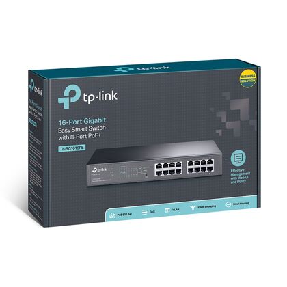 Управляемый PoE-коммутатор 16 портов: TP-Link Easy Smart TL-SG1016PE (16х10/ 100/ 1000 Мбит/ с,8хPoE) 2 уровня