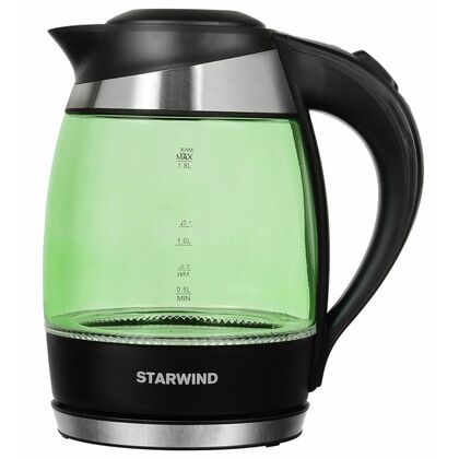 Чайник стеклянный Starwind SKG2213 1.8 л, 2200 Вт, зеленый (корпус - пластик/ стекло)