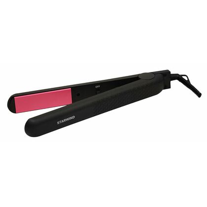 Выпрямитель для волос Starwind SHE5500 черный/ розовый (25 Вт, нагрев до 200 °C, покрытие - керамика)