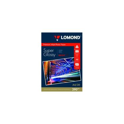 Фотобумага Lomond Premium Photo Paper Super Glossy Bright, микропористая, суперглянцевая, A4, 290 гр/ м2, 20л (1108100) для струйной печати