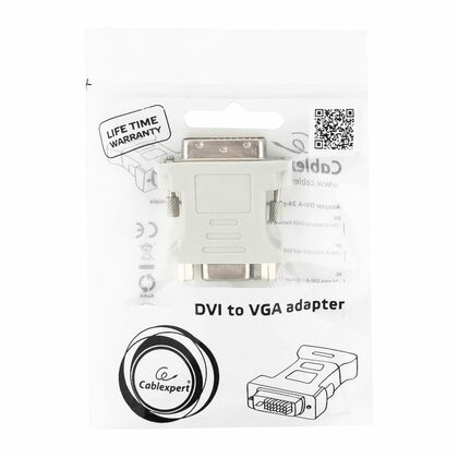 Переходник DVI - VGA Gembird/ Cablexpert, белый (A-DVI-VGA) пакет