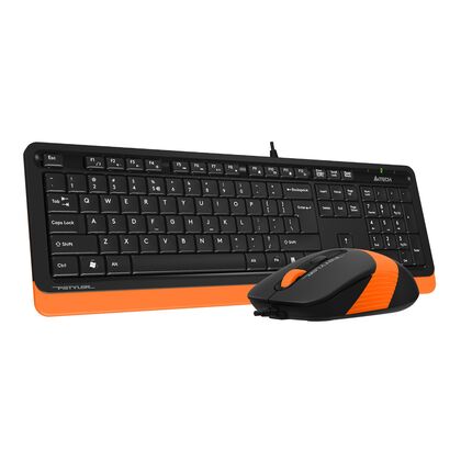 Комплект (клавиатура +мышь) A4Tech Fstyler F1010 проводной, мультимедийный, USB, черный/ оранжевый (F1010 ORANGE)