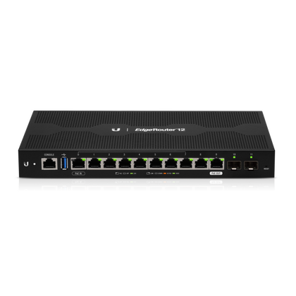 Маршрутизатор: Ubiquiti EdgeRouter 12 (4х1 ГБ RAM,  10х10/ 100/ 1000 Мбит/ с, 2xSFP)