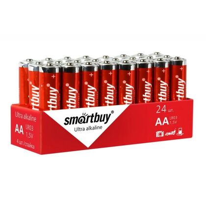 Батарейка Smartbuy LR6, AA, щелочная (SBBA-2A24S) плёнка эконом 24 шт.