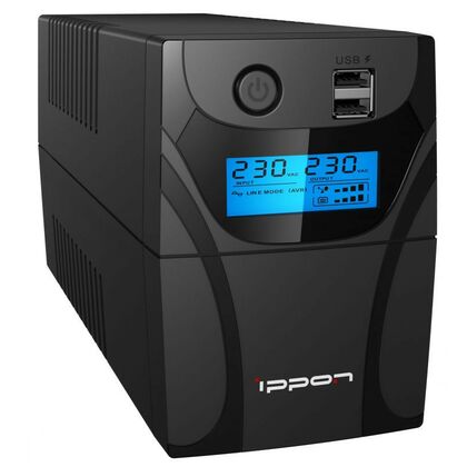 ИБП Ippon Back Power Pro II 600 ВА/ 360 Вт, 2*Euro, AVR, USB, RJ45 ( Аккумулятор 12 V/ 7,0 Ah*1)