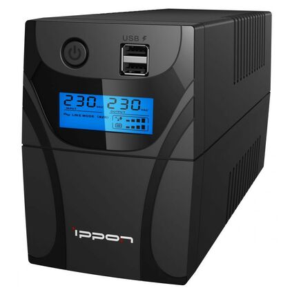 ИБП Ippon Back Power Pro II 650 ВА/ 360 Вт, 2*Schuko (Euro), AVR, USB  ( Аккумулятор 12 V/ 7,0 Ah*1)