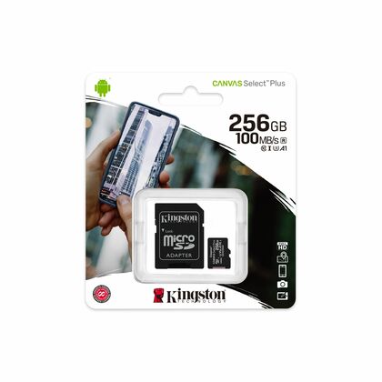Карта памяти microSDXC 256Gb Kingston UHS-I (U3) V30 CANVAS Select Plus + адаптер SD (SDCS2/ 256GB)
