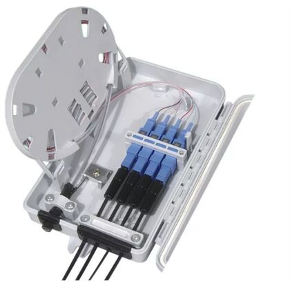 Кросс-муфта оптическая герметичная SNR-FTTH-FDB (4 сварки, 4 абонентских вывода, планка под 4 SC, 1 ввод кабеля, 186*116*40) с металлической планкой